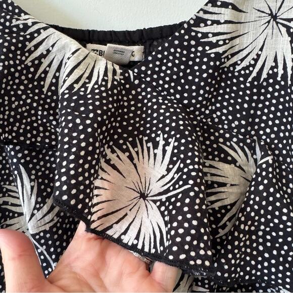 NWOT Billabong Black and White Palm Leaf Floral Ruffle Slit Maxi Sundress L - Picture 3 of 8